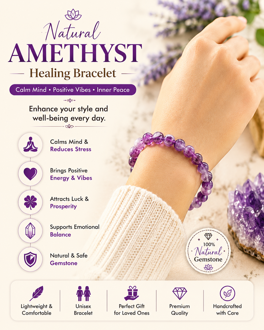 Amethyst Gemstone Bracelet